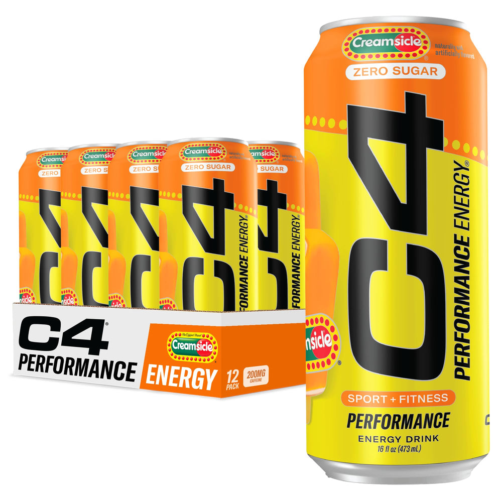 C4 Orange Creamsicle can pour for zero sugar preworkout boost