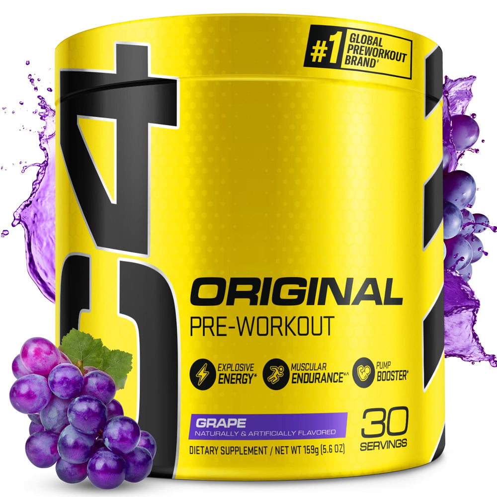 C4 Original grape tub front highlighting flavor option for pre-workout energy