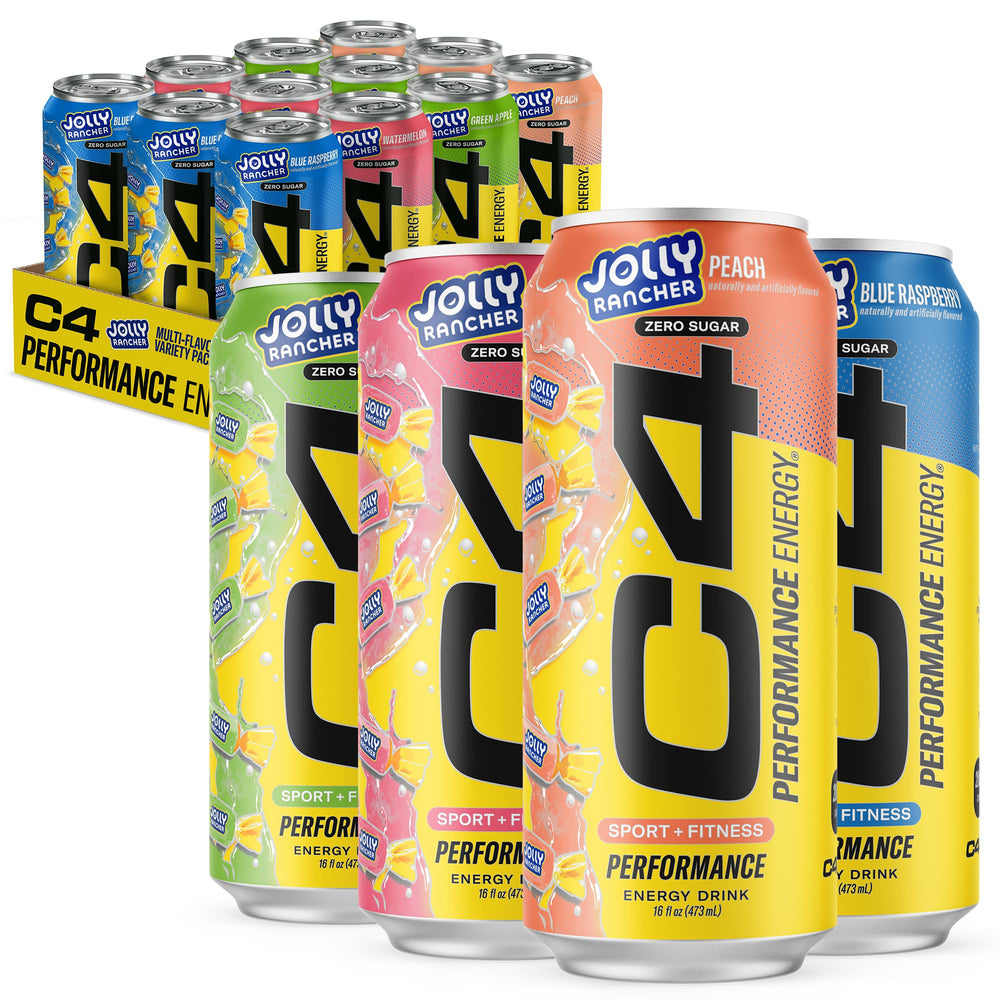 C4 Performance Energy blue raspberry bottle pour for a refreshing preworkout boost.