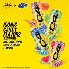 C4 Performance Energy Jolly Rancher variety pack cans with zero sugar for clean energy.