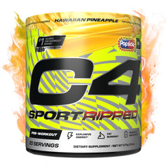C4 Ripped Sport bottle in Hawaiian Pineapple flavor ready for high-energy workouts.