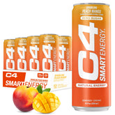 C4 Smart Energy can with Peach Mango Nectar, sugar-free refreshment for focus and daily energy.