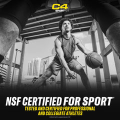 Athlete preparing pre-workout with C4 Sport bottle.
