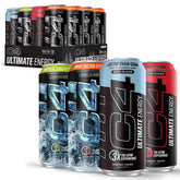 C4 Ultimate Energy front can shows bold branding and sugar-free formula for steady energy.