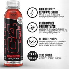 C4 Ultimate label close-up highlighting ingredients and caffeine.