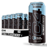 C4 Ultimate Sugar Free Energy Drink can front view, Arctic Snow Cone flavor, zero sugar