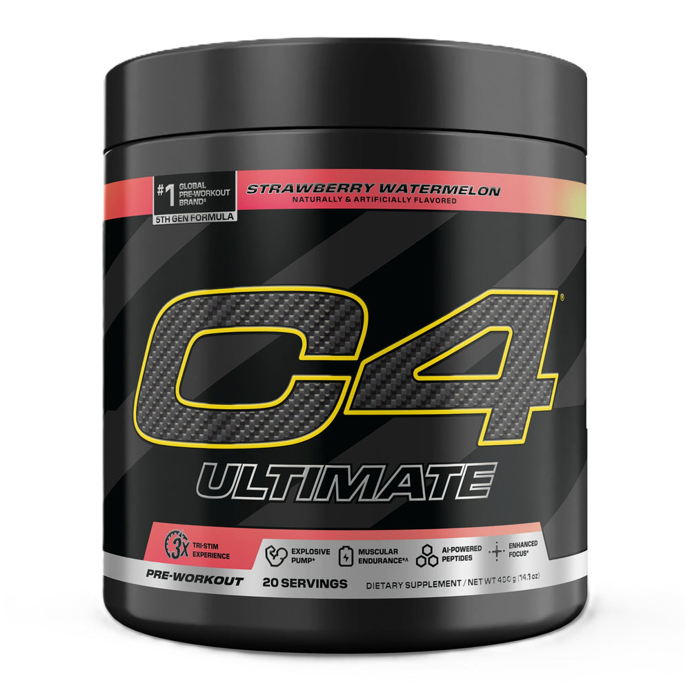 C4 Ultimate Watermelon tub front view for energized pre-workout.