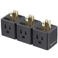 Cable Matters 3-pack 3-outlet wall adapter expands power access in any room.