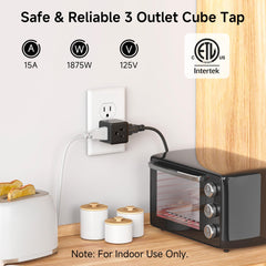Cable Matters grounded cube tap travel pack; stay powered on the go with three outlets.