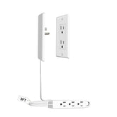 CABOCASA ultra-flat plug extension with three outlets for compact living spaces.