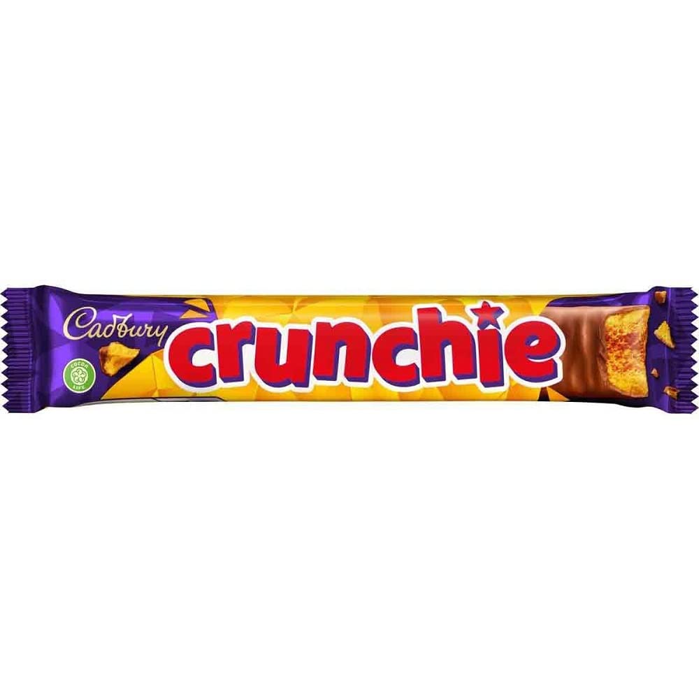 Cadbury Crunchie honeycomb center with smooth milk chocolate for a crunchy bite.