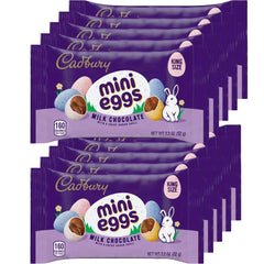 Cadbury Mini Eggs bags on display for sharing during Easter baskets.