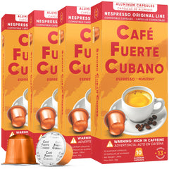 Cafe Fuerte Cubano aluminum capsules seal freshness for rich crema espresso.