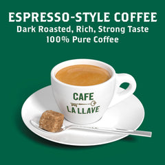 Cafe La Llave beans ground for espresso machine use and bold shots.
