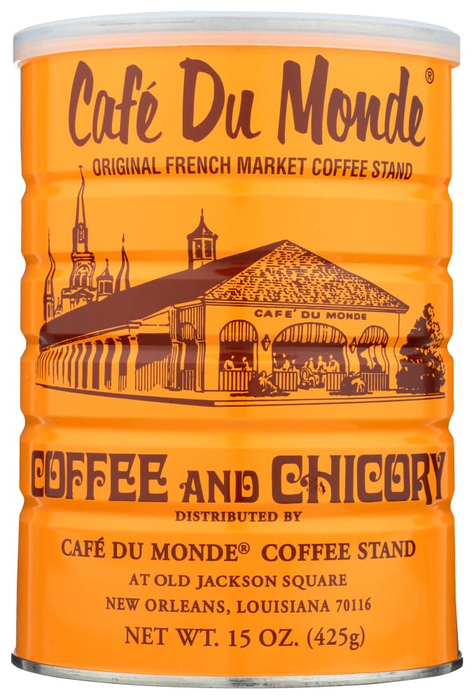 Cafe Du Monde pack of two 15-ounce chicory coffee cans for bold mornings