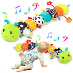 CAHILON Baby Sensory Caterpillar plush; musical and soothing toy for early exploration.