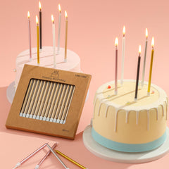 Wedding or birthday decor enhances cake display with CAKE CODE candles