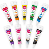 Cake Mate 9 Pack blue gel tube for precise icing on cookies and cupcakes.