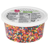 Cake Mate Rainbow Easter Sprinkles tub adds vibrant color to desserts.