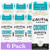 Califia Farms Coconut Barista Blend 32 oz bottle for rich dairy-free foam in lattes.