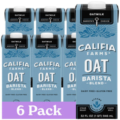 Califia Farms Oat Barista Blend 32oz pack six enables foaming latte art