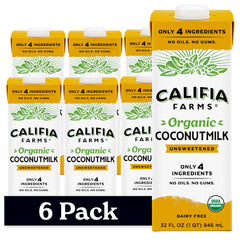 Califia Farms Organic Coconutmilk bottle pour shows dairy-free creaminess for drinks