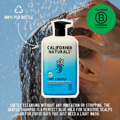 Hair after washing with California Naturals shampoo showing soft, manageable feel.