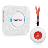CallToU caregiver pager receiver shown as the plug-in unit for home alerts