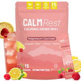 CalmRest Raspberry Lemonade powder packet ready to mix for a relaxing routine
