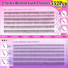 Calphdiar bottom lashes clusters two-styles-pack for versatile styling.