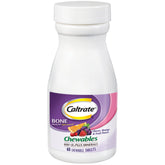 Caltrate Chewables bottle front showing label and 60 count, convenient daily calcium.
