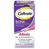 Caltrate Minis bottle with 150-count tablets for convenient daily bone support