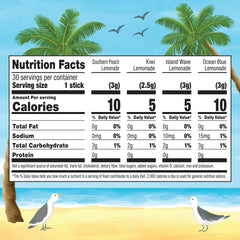 Calypso Singles To Go Kiwi Lemonade packet brightens water with fruity flavor.