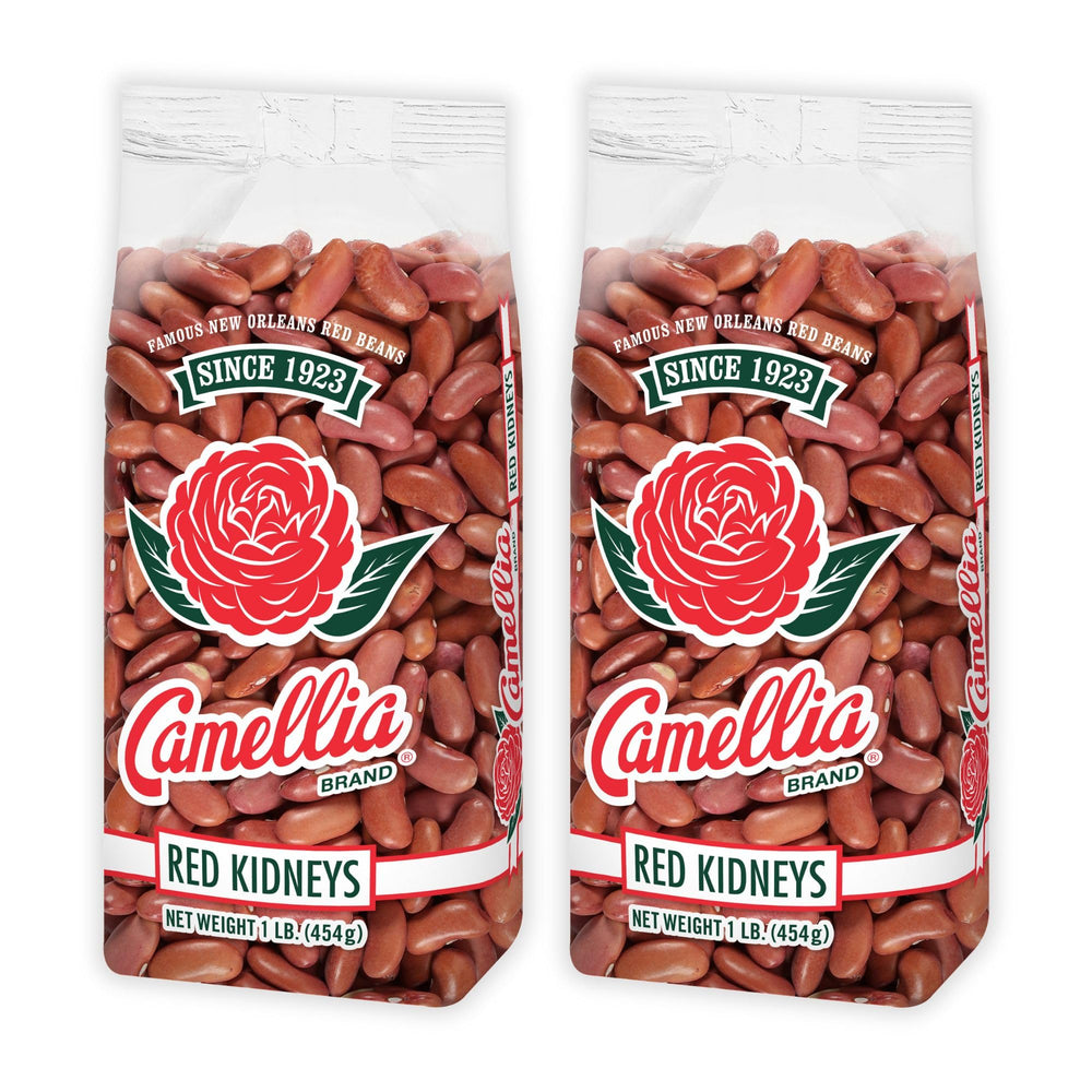 Camellia Brand dried red kidney beans two-pack ready for versatile meals.