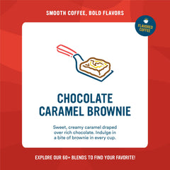 Pour-over setup with Cameron's Chocolate Caramel Brownie brew close-up