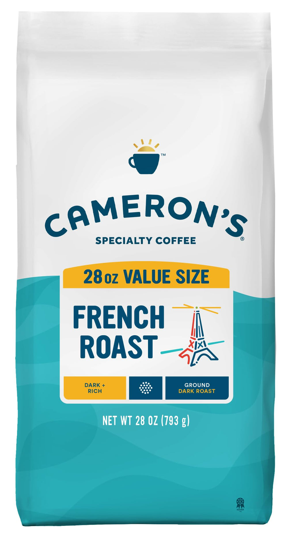 Cameron's Coffee French Roast ground bag 28 oz ready for a bold morning brew