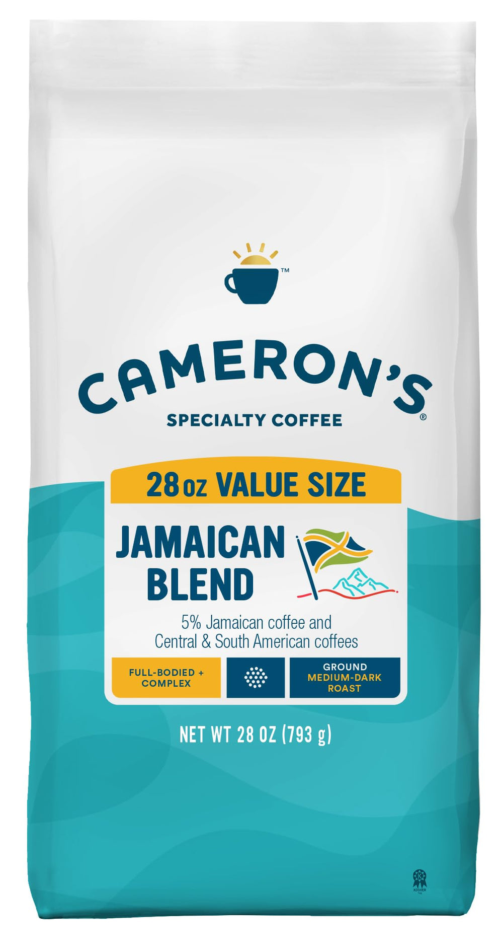 Cameron's Coffee Jamaican Blend 28oz bag front, ideal for home brewing