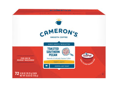 Cameron's Coffee toasted southern pecan pods in a 72-pack box for home brewing.