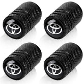 Camfeast tire valve stem cap in black, close-up showing durable aluminum protection.