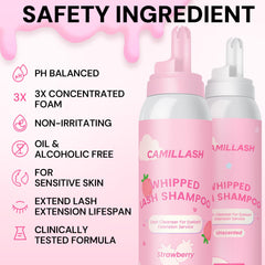 Close-up of foam dispensing on Camillash cleanser for controlled use