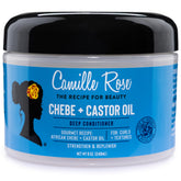 Camille Rose Chebe Deep Conditioner bottle showing hydrating formula for smooth, manageable hair.