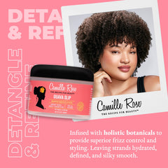 Camille Rose Guava Whipped Hair Cream application swatch showing smooth, even distribution.