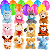 CAMIRUS Easter eggs filled with mini plush animals for kids' treasure hunts.