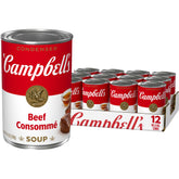 Campbell's Beef Consomme can front shows branding and a rich base for gravies.