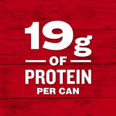 Nutrition label highlights 19g of protein per can in Campbell's Chunky Chili Dog Mac.