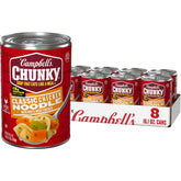 Campbell's Chunky Classic Chicken Noodle Soup can with hearty chicken chunks and vegetables.