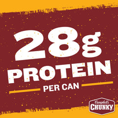 Campbell's Chunky hot and spicy chili with beans served over hot dogs for a game-day bite.
