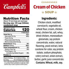 Pouring Campbell's Cream of Chicken Soup into a pan for a quick sauce.