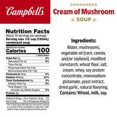 Campbell's Cream of Mushroom Soup can poured into a pan for quick sauces.