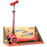 Campior Red Mini 3-Wheel Scooter leaning to steer for balance learning